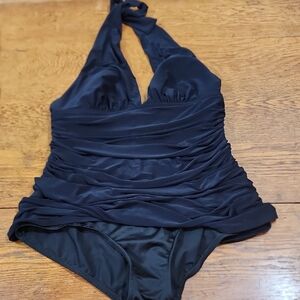 MagicSuit Women's Swimwear Solid Yvonne Tummy Control Halter One Piece Swimdress